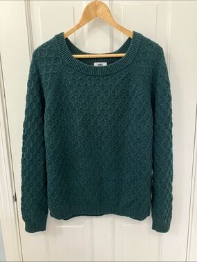 Old Navy green Teal Crewneck knit long sleeve Sweater size XL cotton